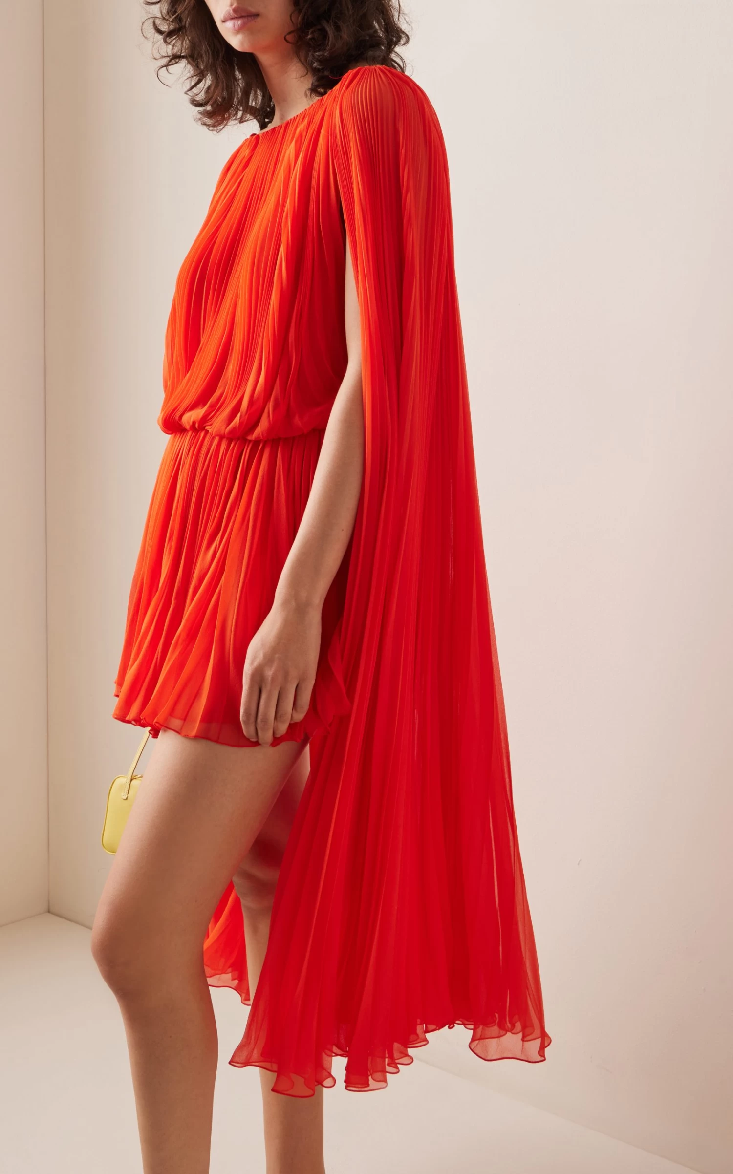 Oscar De La Renta Cape-Detailed Pleated Silk Chiffon Mini Dress 4 Oscar De La Renta Cape-Detailed Pleated Silk Chiffon Mini Dress - Image 2