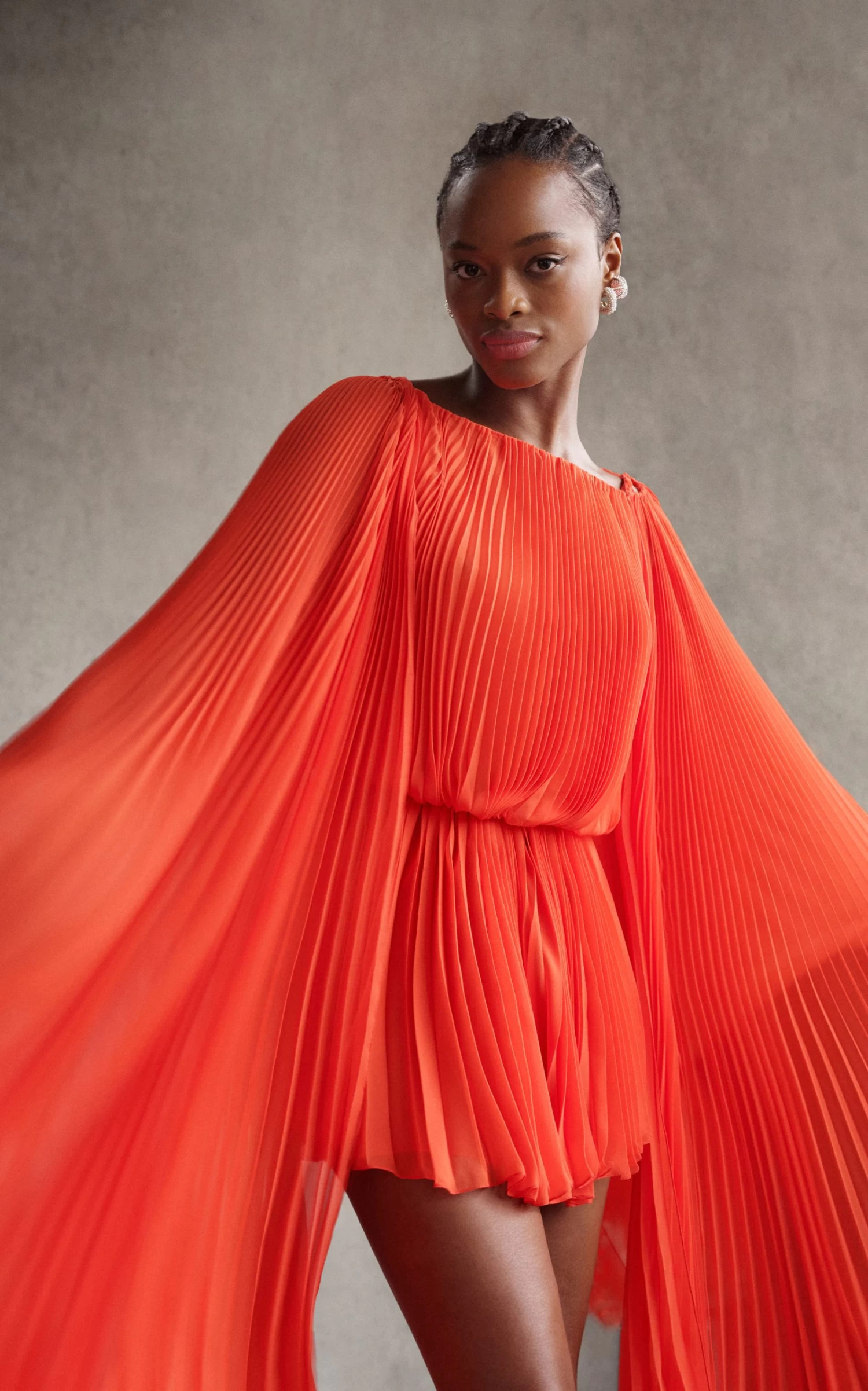 Oscar De La Renta Cape-Detailed Pleated Silk Chiffon Mini Dress 6 Oscar De La Renta Cape-Detailed Pleated Silk Chiffon Mini Dress - Image 4