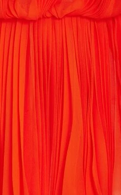 Oscar De La Renta Cape-Detailed Pleated Silk Chiffon Mini Dress 13 Oscar De La Renta Cape-Detailed Pleated Silk Chiffon Mini Dress -Lady Fashion Store oscar de la renta red cape detailed pleated silk chiffon mini dress 5