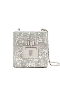 Oscar De La Renta Alibi Cube Crystal Top Handle Bag -Lady Fashion Store oscar de la renta silver alibi cube crystal top handle bag 4