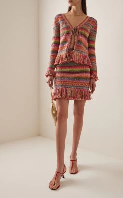 Oscar De La Renta Fringed Crochet Jacket 12 Oscar De La Renta Fringed Crochet Jacket -Lady Fashion Store oscar de la renta stripe fringed crochet jacket 1