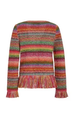 Oscar De La Renta Fringed Crochet Jacket 17 Oscar De La Renta Fringed Crochet Jacket -Lady Fashion Store oscar de la renta stripe fringed crochet jacket 6