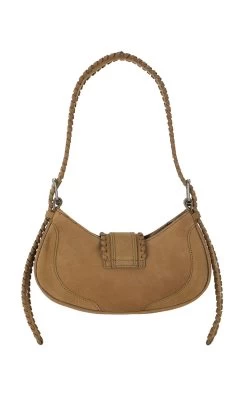 Hobo Brocle Studded Suede Shoulder Bag -Lady Fashion Store osoi brown hobo brocle studded suede shoulder bag 2