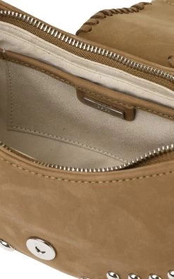 Hobo Brocle Studded Suede Shoulder Bag -Lady Fashion Store osoi brown hobo brocle studded suede shoulder bag 5