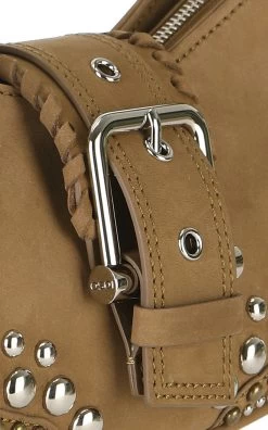 Hobo Brocle Studded Suede Shoulder Bag -Lady Fashion Store osoi brown hobo brocle studded suede shoulder bag 6