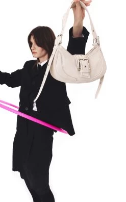 Hobo Brocle Denim Leather Shoulder Bag