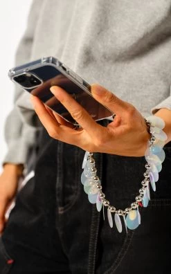 Sequined Wristlet Phone Case/Cord Set -Lady Fashion Store ossa metallic paillette ballchain wristlet 4