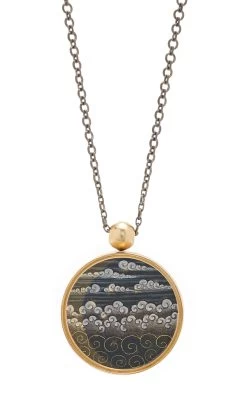Reversible 18K Gold Hand-Painted Necklace