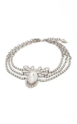 Paco Rabanne Glass Crystal-Embellished Pendant Choker -Lady Fashion Store paco rabanne silver glass crystal embellished pendant choker 3