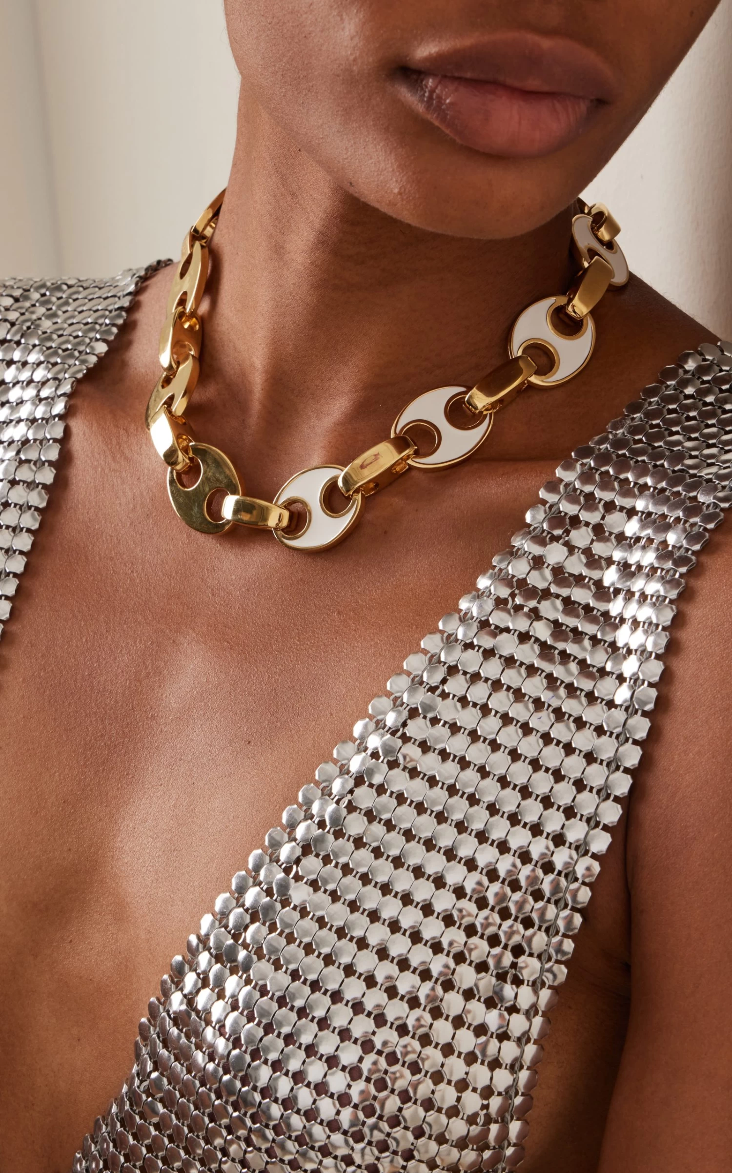 Paco Rabanne Enameled Eight Gold-Tone Necklace 4 Paco Rabanne Enameled Eight Gold-Tone Necklace - Image 2