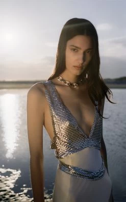 Paco Rabanne Enameled Eight Gold-Tone Necklace