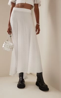 Paco Rabanne Exclusive Crystal-Embellished Satin Maxi Skirt 9 Paco Rabanne Exclusive Crystal-Embellished Satin Maxi Skirt -Lady Fashion Store paco rabanne white fw19 hot fix ecru satin skirt 2