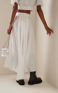 Paco Rabanne Exclusive Crystal-Embellished Satin Maxi Skirt 10 Paco Rabanne Exclusive Crystal-Embellished Satin Maxi Skirt -Lady Fashion Store paco rabanne white fw19 hot fix ecru satin skirt 3