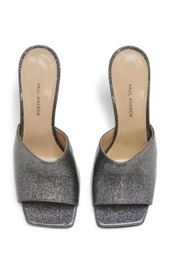 Arc Glittered Patent Leather Mules
