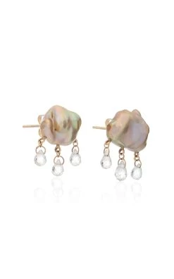 Rainy Day 14K Yellow Gold Pearl, Topaz Earrings 5 Rainy Day 14K Yellow Gold Pearl, Topaz Earrings -Lady Fashion Store rachel quinn ivory rainy day earrings 2 1