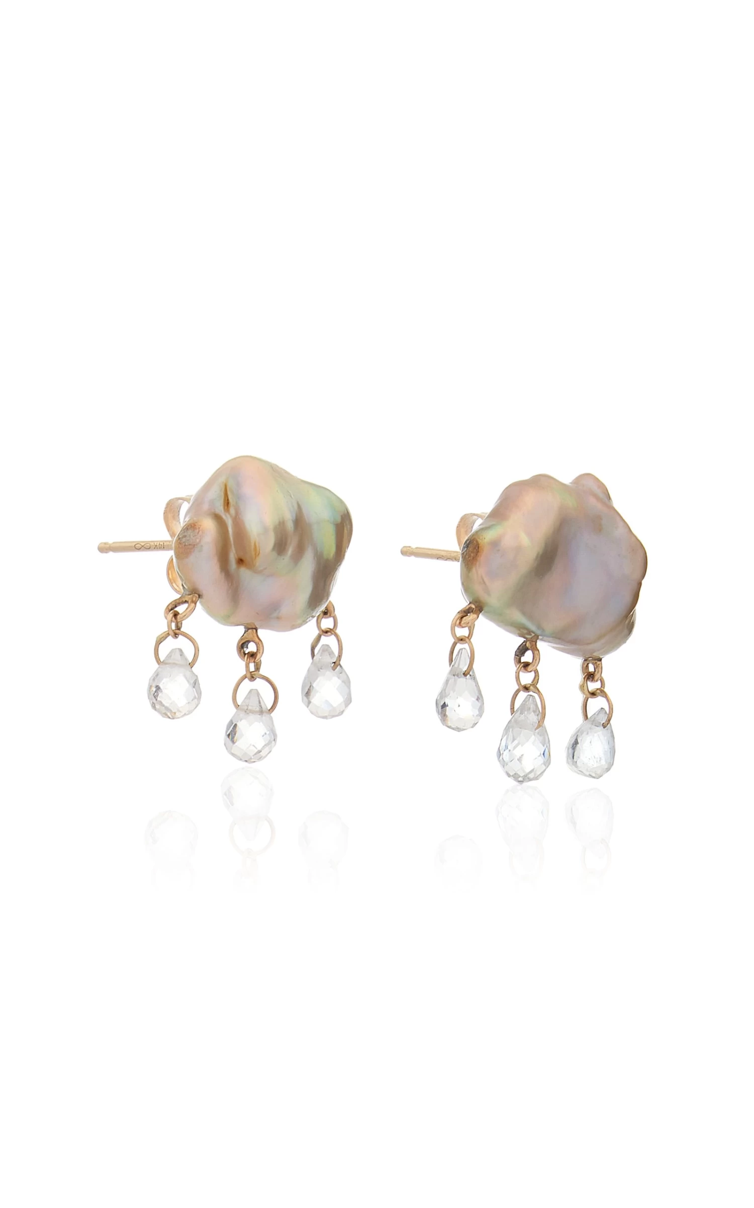 Rainy Day 14K Yellow Gold Pearl, Topaz Earrings 4 Rainy Day 14K Yellow Gold Pearl, Topaz Earrings - Image 2