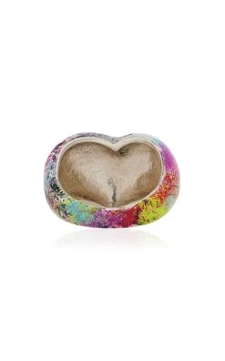Graffiti Enameled Sterling Silver Heart Ring -Lady Fashion Store rachel quinn multi enamel graffiti heart ring 3