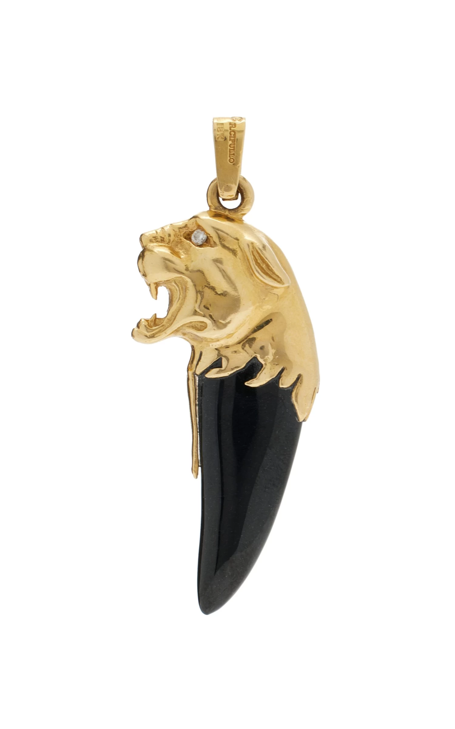 18k Yellow Gold Agate Giaguaro Pendant 4 18k Yellow Gold Agate Giaguaro Pendant - Image 2