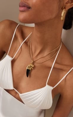 18k Yellow Gold Agate Giaguaro Pendant