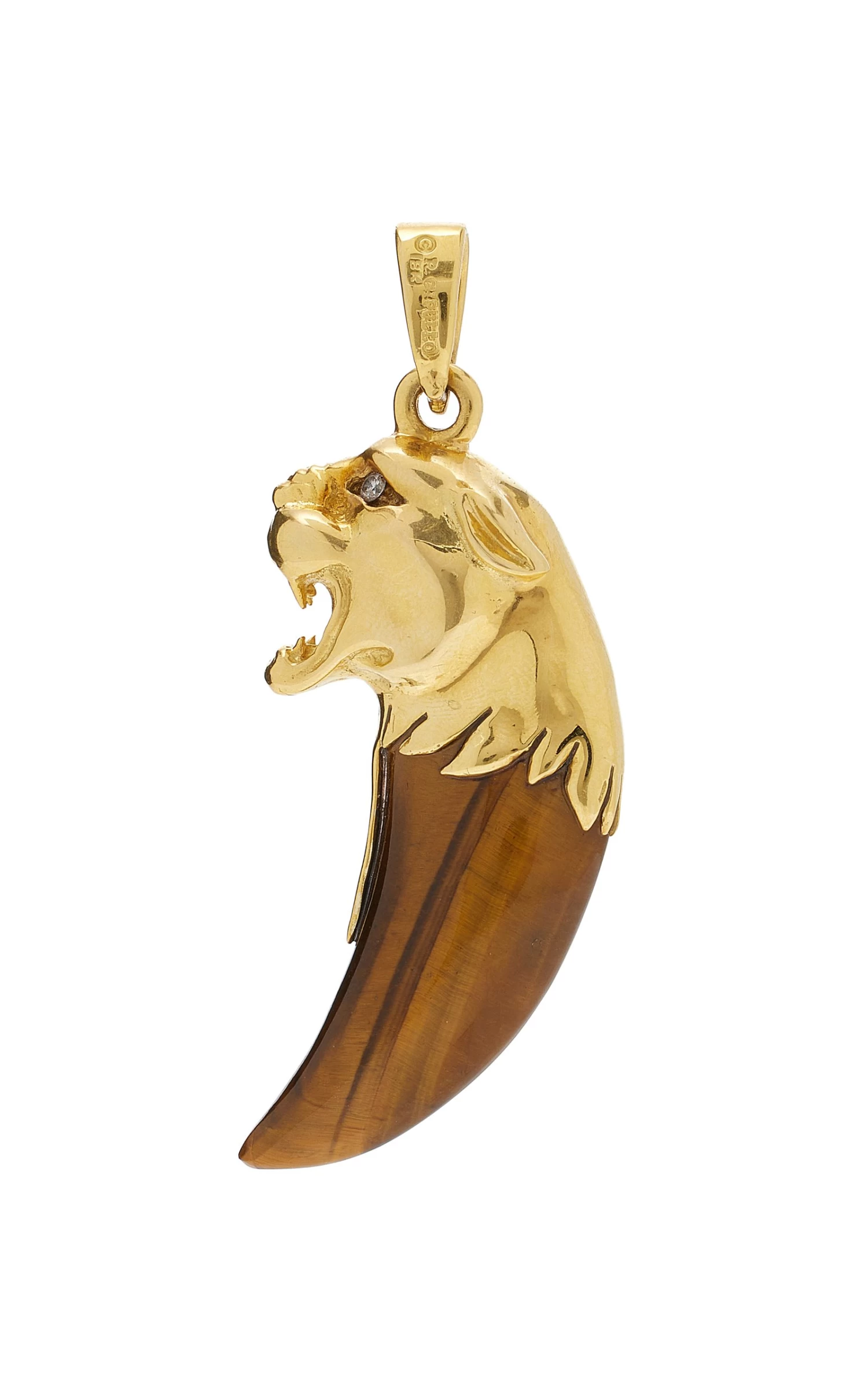 18k Yellow Gold Tiger Eye Giaguaro Pendant 4 18k Yellow Gold Tiger Eye Giaguaro Pendant - Image 2
