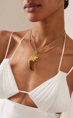 18k Yellow Gold Tiger Eye Giaguaro Pendant