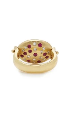 Reversible Pebble 18K Yellow Gold Diamond And Ruby Ring -Lady Fashion Store renato cipullo gold mini reversible pebble ring 5