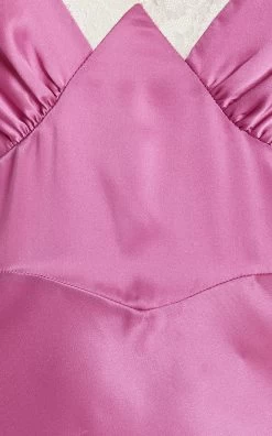 Lace-Trimmed Silk Maxi Dress -Lady Fashion Store rodarte pink lace trimmed silk satin maxi dress 4