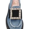 Viv Rangers Buckle Denim Loafers -Lady Fashion Store roger vivier blue viv rangers buckle denim loafers
