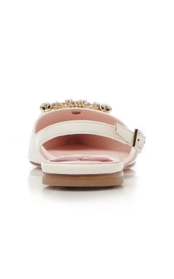 Buckle-Detailed Patent Leather Flats -Lady Fashion Store roger vivier ivory strass buckle sling back bal 05 2