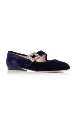 Tres Vivier Velvet Flats 11 Tres Vivier Velvet Flats -Lady Fashion Store roger vivier navy tres vivier velvet flats 4
