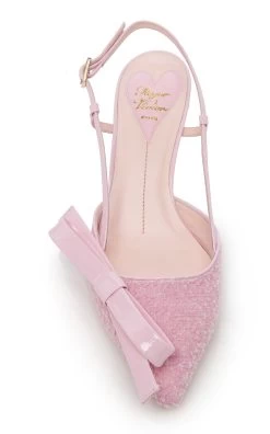 Virgule Bow Wool Slingback Pumps -Lady Fashion Store roger vivier pink virgule bow wool slingback pumps 2