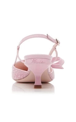 Virgule Bow Wool Slingback Pumps -Lady Fashion Store roger vivier pink virgule bow wool slingback pumps 3