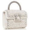 Flower Pearl Jewel Top Handle Bag -Lady Fashion Store roger vivier white flower pearl jewel top handle bag