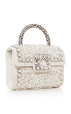 Flower Pearl Jewel Top Handle Bag