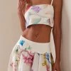 Linen-Blend Cropped Top -Lady Fashion Store rosie assoulin floral easy bandeau