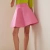 Silk Faille Mini Skirt -Lady Fashion Store rosie assoulin pink silk faille mini skirt