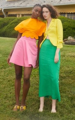 Silk Faille Mini Skirt -Lady Fashion Store rosie assoulin pink silk faille mini skirt 3