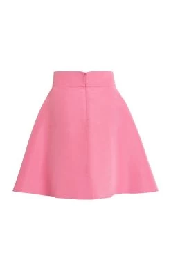 Silk Faille Mini Skirt -Lady Fashion Store rosie assoulin pink silk faille mini skirt 5