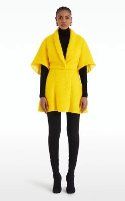 Trelan Cropped Cape -Lady Fashion Store safiyaa yellow trelan cropped cape 2