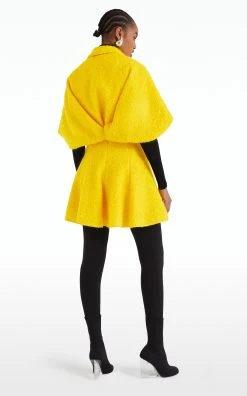 Trelan Cropped Cape -Lady Fashion Store safiyaa yellow trelan cropped cape 3