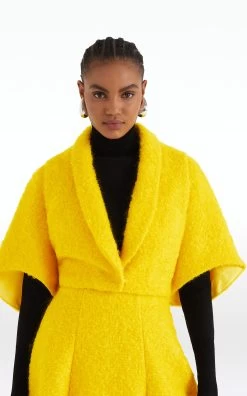 Trelan Cropped Cape -Lady Fashion Store safiyaa yellow trelan cropped cape 5