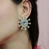 Gatsby 18K White Gold Aquamarine, Opal Snowflake Earrings -Lady Fashion Store sarah ho blue snowflake gatsby earrings
