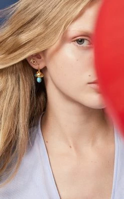 Mushroom 18K Yellow Gold Multi-Stone Earrings