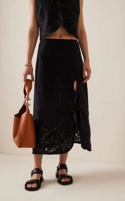 SEA Baylin Cotton-Lace Skirt -Lady Fashion Store sea black baylin lace skirt d2 1