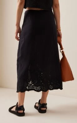 SEA Baylin Cotton-Lace Skirt -Lady Fashion Store sea black baylin lace skirt d2 2