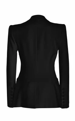 Single-Breasted Crepe Jacket -Lady Fashion Store sergio hudson black single breasted crepe jacket 2