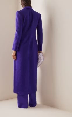12 Darts Wool Boucle Duster Coat -Lady Fashion Store sergio hudson purple 12 darts duster 2