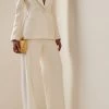 High-Rise Wool-Crepe Trousers -Lady Fashion Store sergio hudson white high wasited pleated trouser
