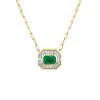 Elixir 18K Yellow Gold Emerald, Diamond Necklace -Lady Fashion Store shay gold 18k yellow gold 18ky emerald diamond halo mini deco link pendant necklace elixir collection