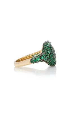 18K Yellow Gold Emerald Pinky Ring -Lady Fashion Store shay green 18k yellow gold emerald pinky ring 2